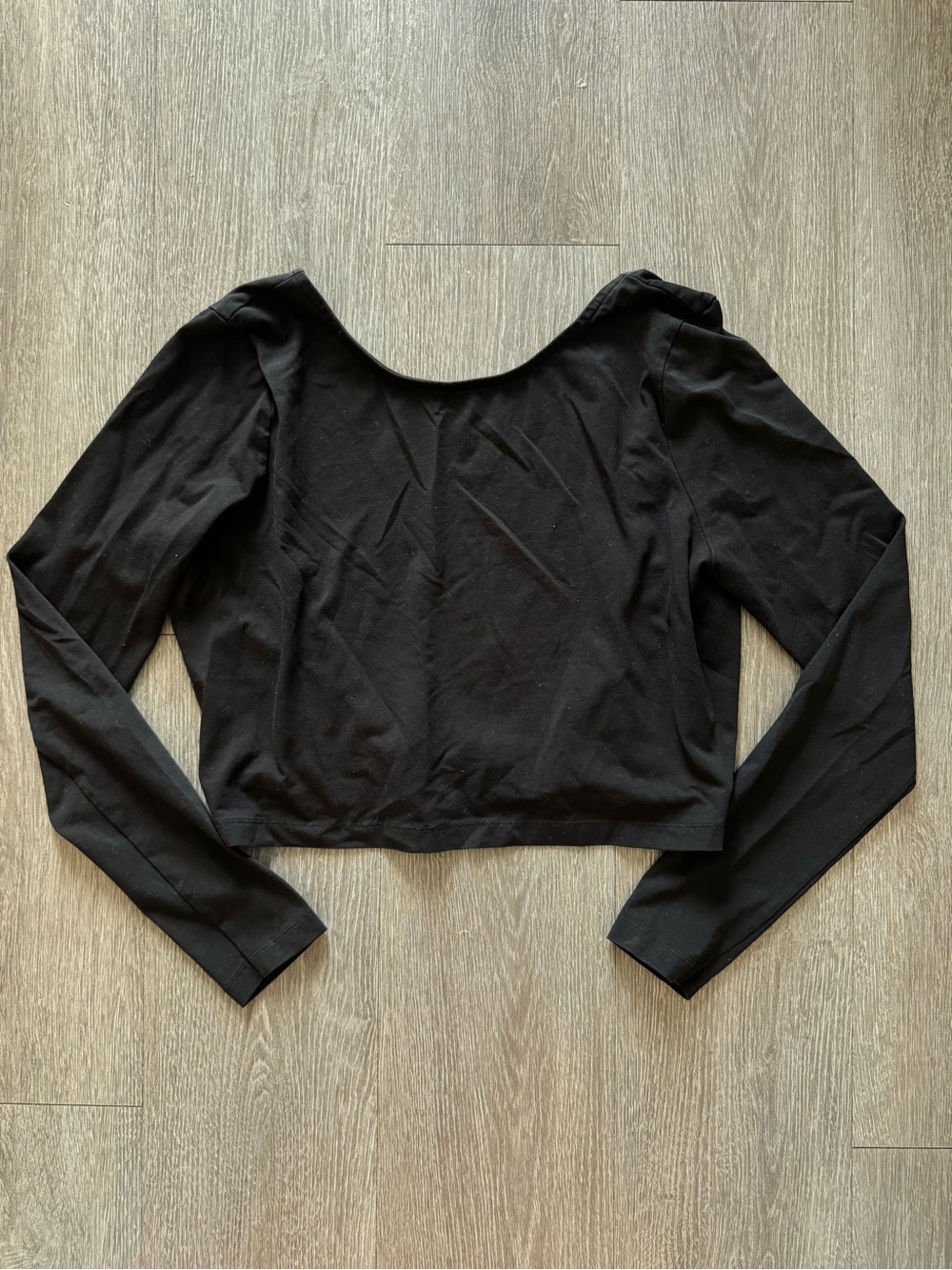 ASOS Black Long-Sleeve Crop Top with Open Back
